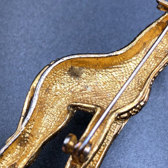 VIntage Giraffe Gold Tone Metal Rhinestone Brooch Pin - Picture 5 of 6